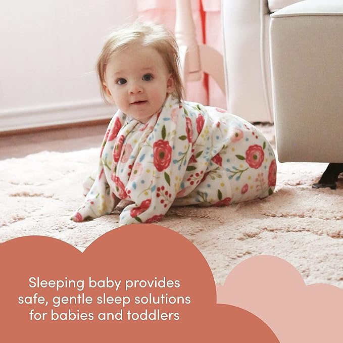 SleepingBaby Zipadee-Zip Transition Swaddle - Cozy Fleece Wearable Blanket with Two-Way Zipper for Baby Sleep - Pretty Poppy, Medium (6-12 Month)