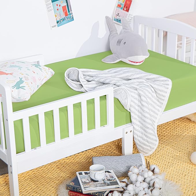 NTBAY 2 Pack 100% Brushed Microfiber Fitted Crib Sheet, Super Soft and Cozy 28x52 Crib Sheet for Standard Crib and Toddler Mattresses, Boys, Girls, Unisex, Green, 28x52 Inches