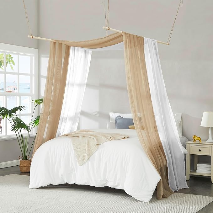Warm Home Designs Taupe Bed Canopy Curtains in 55 x 288 Inch Size. Our King Canopy Bed Curtains Work Great as Kids Canopy, Bed Scarf, Bed Curtain or to Enhance Bed Decor. BC Taupe 288"
