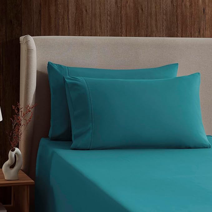 Nestl Queen Sheet Set - Luxury 1800 Ultra-Soft Microfiber Bed Sheets - Double Brushed - Deep Pockets - Easy Fit - 4 Piece Set - Bedding Sheets & Pillowcases (Queen, Teal)