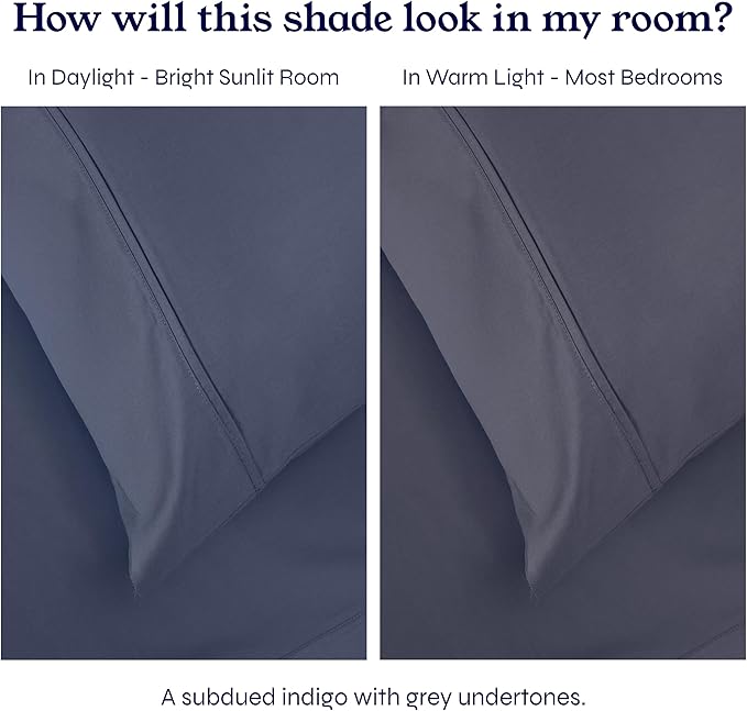 California Design Den 100% Cotton Duvet Cover Queen/Full Only - Winner Good Housekeeping Best Bedding Awards 2025, Premium 400 Thread Count Sateen, Button Closure & Corner Ties - Indigo Dusty Blue
