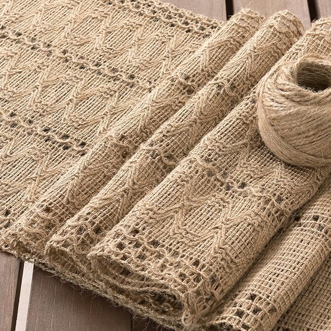 Socomi Boho Table Runner Valentine's Day Farmhouse Burlap Jute Bamboo Rustic Dining Kitchen Centerpiece Decor Small Macrame Woven Coffee Table Runner for Dresser Scarf Home Decor 12x36 inch