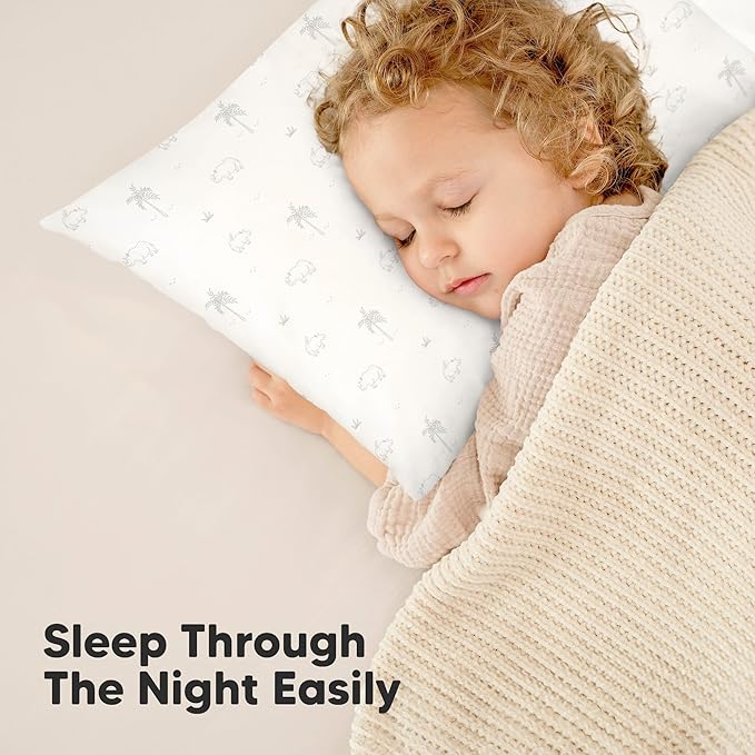KeaBabies 2-Pack Toddler Pillows 2 Year Old to 5-13x18 Soft Organic Cotton Kids Pillow for Sleeping, Travel, School, Daycare, Nap, Toddler Bed, Machine Washable, Without Pillowcase (Pine Tree)