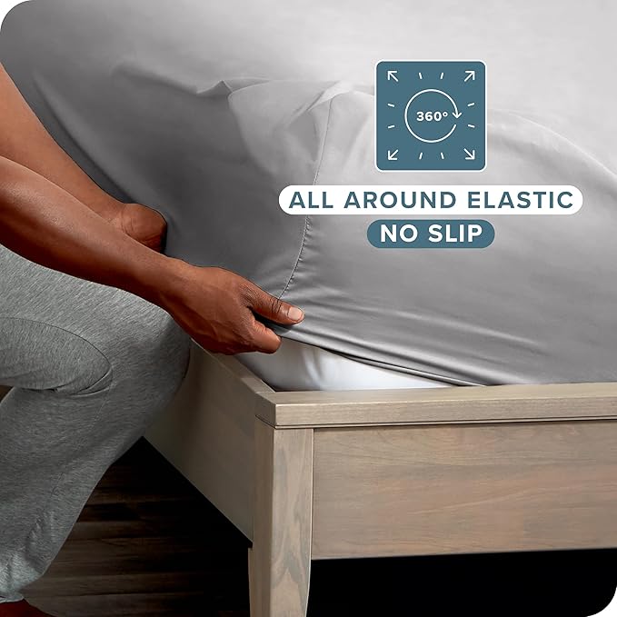Bare Home 5-Pack Fitted Bottom Ultra-Soft Sheets King - Premium 1800 Ultra-Soft Microfiber - Deep Pocket (King, Light Grey)