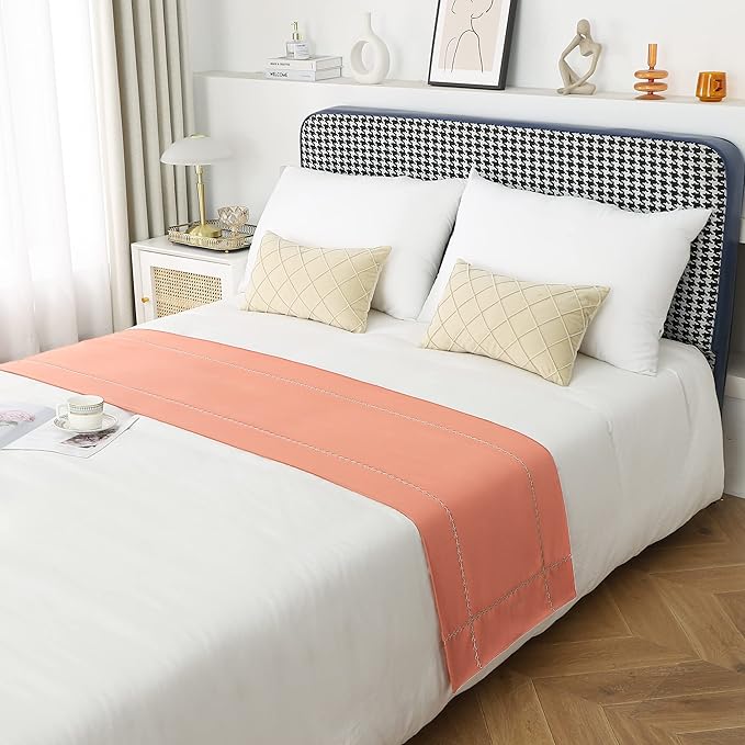 Coral Bed Runner, Scarves for Hotel & Wedding Room Decor, King Size, 260 x 50 cm