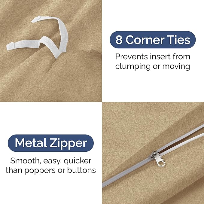 Duvet Cover King Size - Extra Soft King Size Duvet Cover - Lightweight, Breathable, Easy Care & Fade Free w/ Zipper Closures & Ties - 104" x 90" Inches - (Heathered Tan) Comforter Not Included