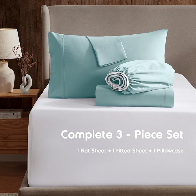 Nestl Twin XL Sheet Set - College Dorm Size - Luxury 1800 Ultra-Soft Microfiber Twin Extra Long Bed Sheets - Deep Pockets - Easy Fit - Extra Soft - 3 Piece Set (Twin XL, Light Blue)
