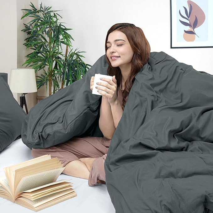 Utopia Bedding Duvet Cover King Size - 3 Piece with Zipper Closure - 1 Comforter Cover 104X90 Inches & 2 Pillow Shams 20X36 Inches (Pack of 8, Grey) Comforter Not Included