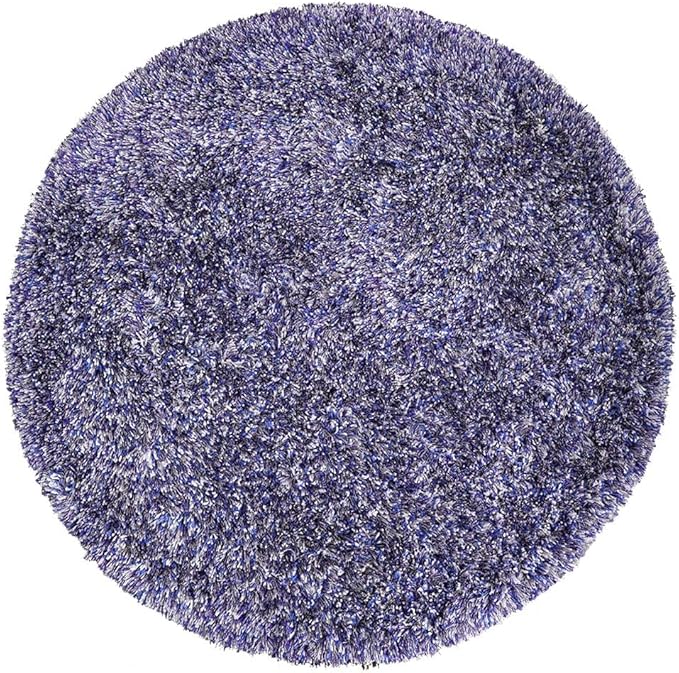 Hand Tufted SHAG Polyester ECO-Friendly Area Rugs - 10'x10', Round, Blue White, Solid Plain Design, High Pile Thick Handmade Anti Skid Area Rugs for Living Room, Bed Room K00111