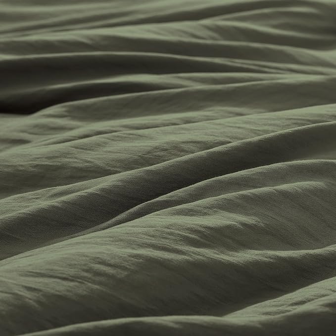 WRENSONGE Full Size Comforter Sets - 3 Pieces Olive Green Comforter Prewashed Soft Lightweight for All Seasons, Fluffy Down Alternative Comforter Full Size with 2 Pillow Shams