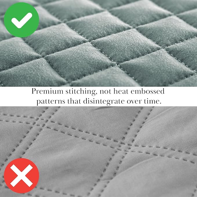 Southshore Fine Living, Inc. Twin Quilt Coverlet Bedding Set, Soft Brushed Microfiber Bedspread, Stain and Pet Hair Resistant Bedding, XL/Twin Blue Quilt Comforter Set with 1 Pillow Sham, Steel Blue