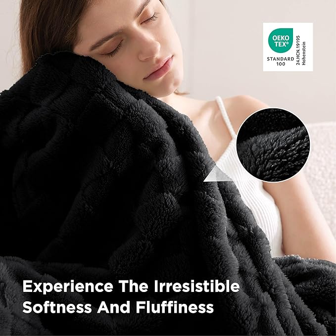 Bedsure GentleSoft Black Throw Blanket for Couch - Checkered Fleece Blankets Gifts for Women Men Girls, Cute Soft Cozy Throw for Bedroom Home Decor Gifts, 50x60 Inches