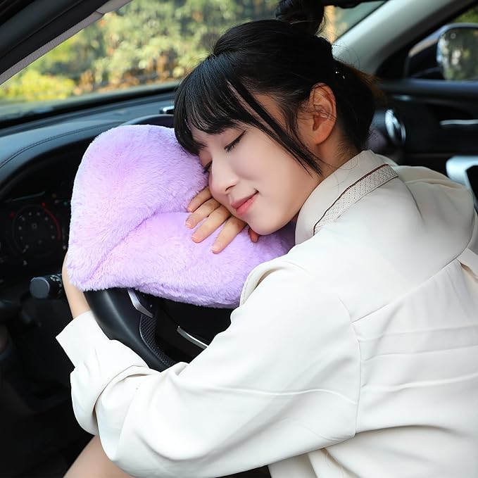 Sexysamba 2 Pack Lip Shaped Car Headrest Pillow, Comfortable Soft Head Rest Cushion Kawaii Car Accessories Cute Car Neck & Seat Pillow for Driving Travelling Office Home Decor - Lavender Lip