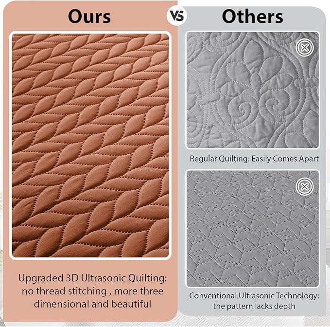IR Imperial Rooms 8 Pack California King Quilt Bedding Set (118"x106") - Bulk Wholesale for Hotels, Guest Bedroom & Airbnbs - Lightweight Microfiber Reversible Embossed Quilts Bedspread (Rust)