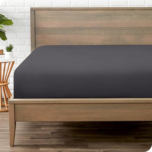 Bare Home Fitted Bottom Sheet Twin XL Size - Premium 1800 Microfiber - Ultra-Soft Hotel Luxury - Deep Pocket - Durable and Long Lasting (Twin XL, Forged Iron Grey)