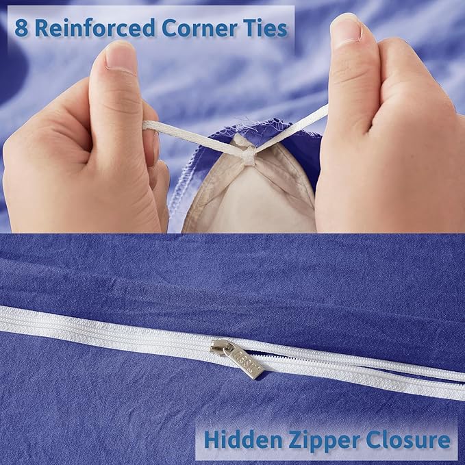 Nestl Royal Blue Duvet Cover Queen Size - Soft Prewashed Queen Duvet Cover Set, 3 Piece, with Zipper Closure, 1 Duvet Cover 90x90 inches and 2 Pillow Shams