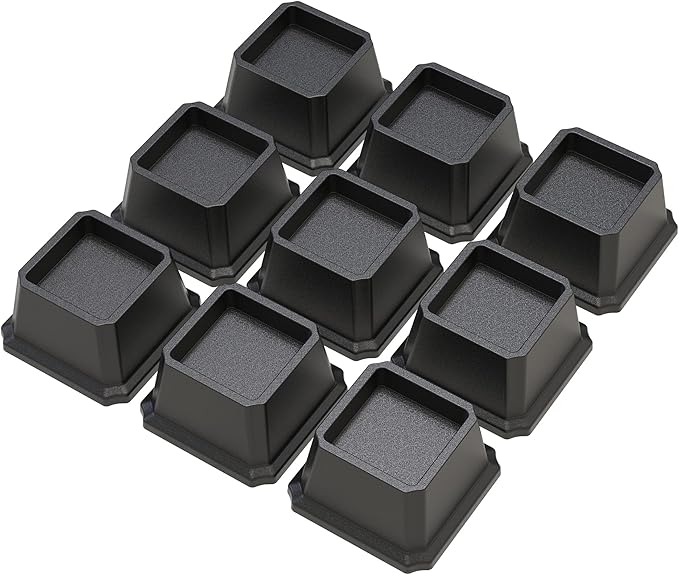 Bed Risers 2 Inch Set of 9, Heavy Duty Bed Elevators Lifts Up 2000 lbs Furniture Riser for Sofa and Table, Black