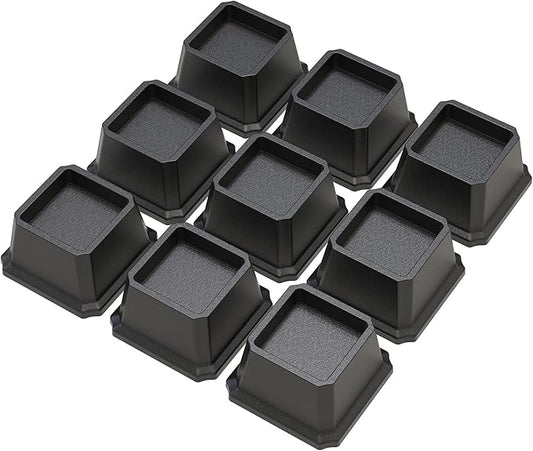Bed Risers 2 Inch Set of 9, Heavy Duty Bed Elevators Lifts Up 2000 lbs Furniture Riser for Sofa and Table, Black