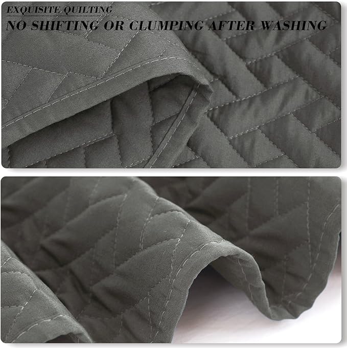 Exclusivo Mezcla Full Queen Size Quilt Bedspreads with Basket Weave Pattern, Soft Lightweight Summer Quilts Bedding Set Coverlets Bed Cover for All Seasons, Dark Grey