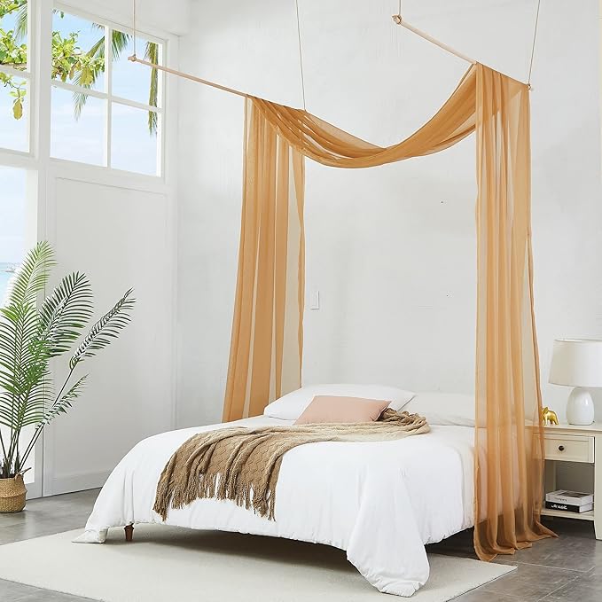 Warm Home Designs Carmel Gold Bed Canopy Curtains in 55 x 360 Inch Size. Our King Canopy Bed Curtains Work Great as Kids Canopy, Bed Scarf, Bed Curtain or to Enhance Bed Decor. BC Gold 360"