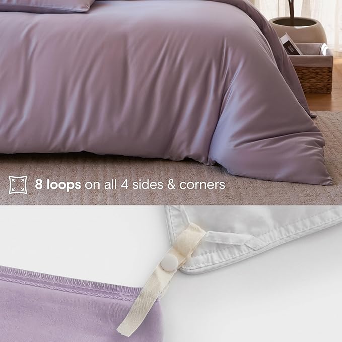 DOZ Duvet Cover Set, 100% Viscose derived from Bamboo, Organically Grown, Buttery Soft, Cooling Duvet Covers, High GSM, 1 Duvet Cover and 2 Pillowcases, 90"x90" (Lavender, Full/Queen)