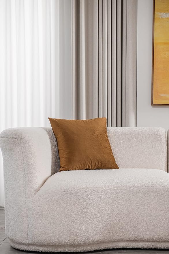 Throw Pillow Covers 22x22 Golden Brown: Pack of 2 Cozy Soft Velvet Square Modern Luxury Decorative Throw Pillow Cases for Sofa Couch Living Room Bed Home Decor