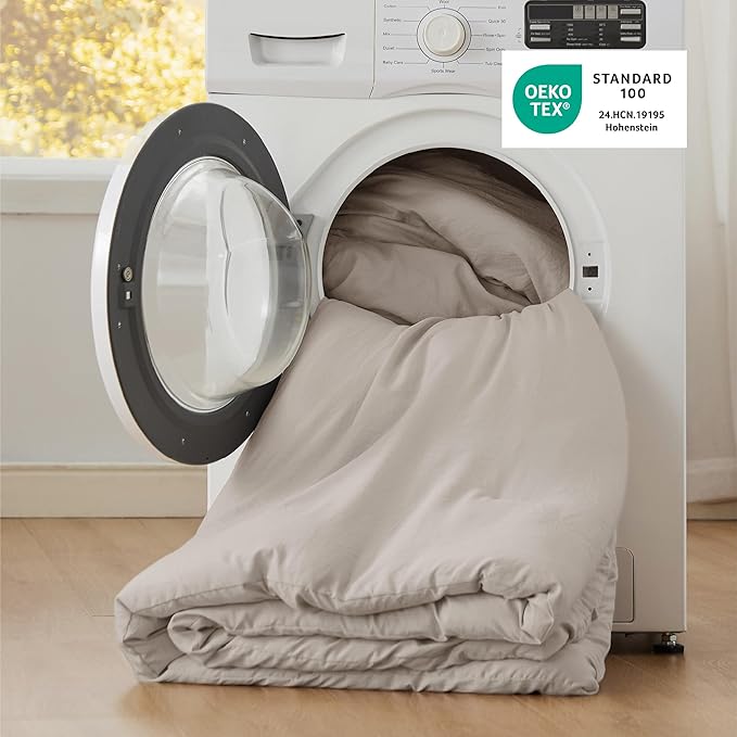 Bedsure Queen Comforter Set, Linen Soft Prewashed Bedding for All Seasons, 3 Pieces GentleSoft™ Bed Set, 1 Lightweight Comforter (90"x90") and 2 Pillowcases (20"x26")