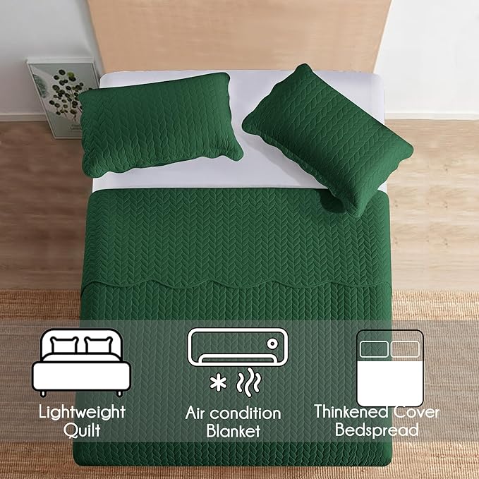 IR Imperial Rooms 8 Pack Quilt King Size Bedding (106" x 96") - Bulk Wholesale for Hotels, Guest Bedroom & Airbnbs - Lightweight Microfiber Reversible Embossed Quilts Bedspread (Emerald)