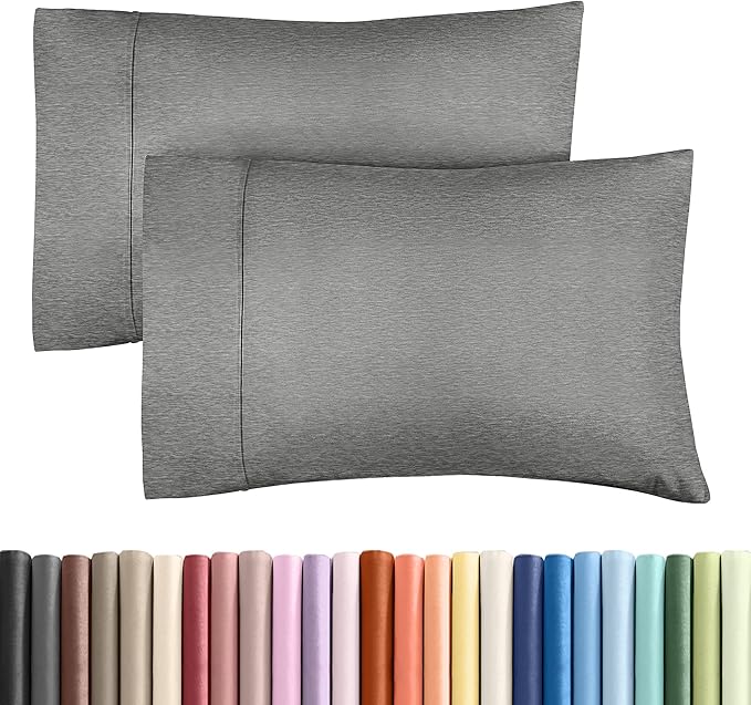 Queen Pillow Cases Set of 2 - Ultra Soft Hotel Quality Pillowcase Covers - Comfy, Cozy & Wrinkle Free - Shrinkage and Fade Resistant - Machine Washable Pillow Protectors - 2 Piece Set - Heathered Grey