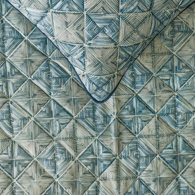 The HomeCentric King/Queen/Twin Blue Designer Twin 53"x18" Bed Runner Without Pillow Cover, Indigo, Printed & Quilted Bed Scarf on Suede Fabric - Indigo Centric