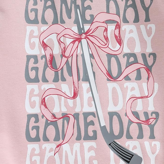 Newborn Infant Baby Girl Game Day Outfit Bows Hockey Onesie One Piece Long Sleeve Romper Winter Clothes
