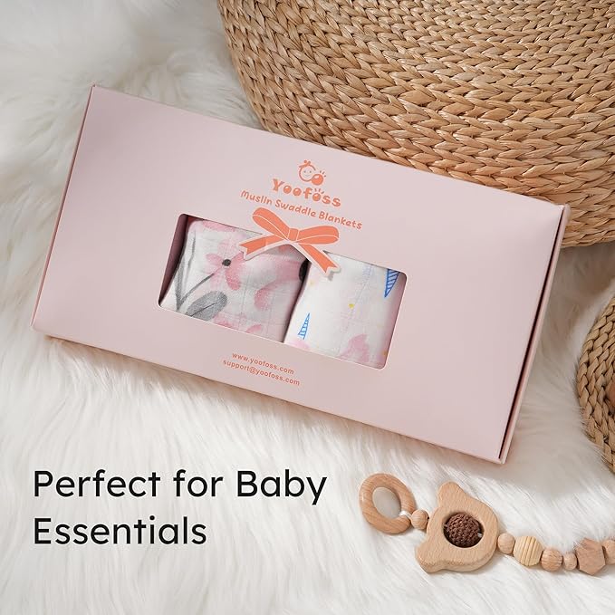 Yoofoss Muslin Swaddle Blankets, Organic Baby Blankets, 47 x 47 Inches Receiving Blanket for Baby Boys and Girls, Baby Essentials for Newborns Soft Breathable