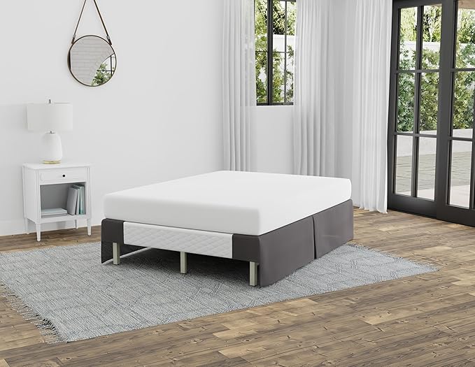 Bed Maker’s Never Lift Your Mattress Bed Skirt, Designed for Box Spring Beds, Split Corners, 14 Inch Drop Length, Queen, Grey