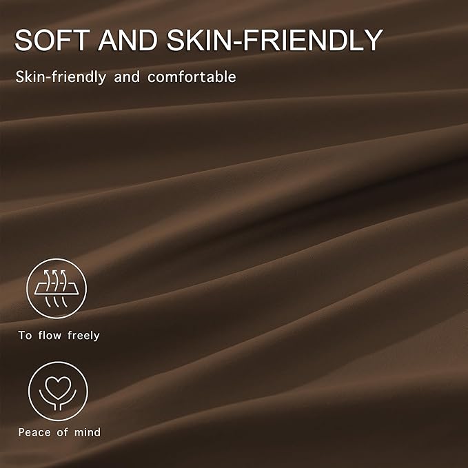 Monbix Queen Comforter Set - 7 Pieces Chocolate Brown Bed in a Bag Queen Size Bedding Sets with Comforters, All Seasons Comforter with Sheets, Pillowcases & Shams