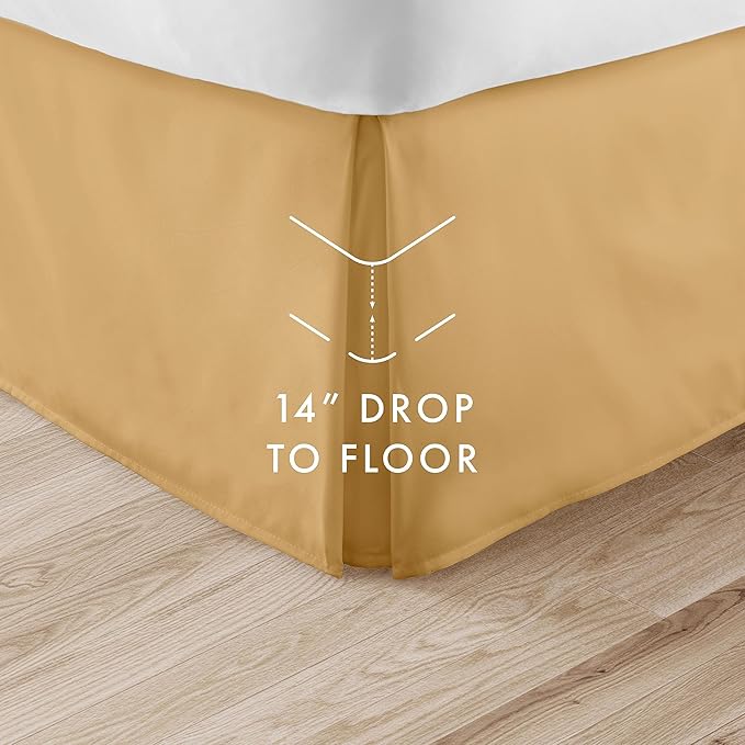 Linen Market Bed Skirt - Ultra Soft Microfiber - Easy Fit with 14 Inch Tailored Drop - Hotel Quality, Shrinkage & Fade Resistant - Bed Cover - King Bed Set - Bedroom Décor - (King, Gold)