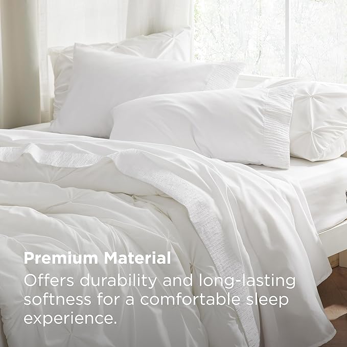 Bedsure Full Size Bed Sheets - 4 Pieces Soft Full Sheet Set - Breathable & Cooling - Hotel Luxury - Easy Care Polyester Microfiber Bedding for Women, Men, White