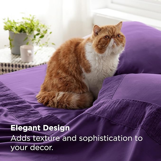 Bedsure King Size Sheets Set - 4 Pieces Soft King Sheets - Breathable & Cooling - Hotel Luxury - Easy Care Polyester Microfiber Bedding for Women, Men, Purple