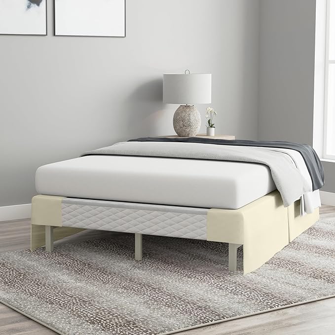 Bed Maker’s Never Lift Your Mattress Wrap Around Bed Skirt, Classic Style, Low Maintenance Wrinkle Resistant Fabric, Traditional 14 Inch Drop Length, Cream, Queen