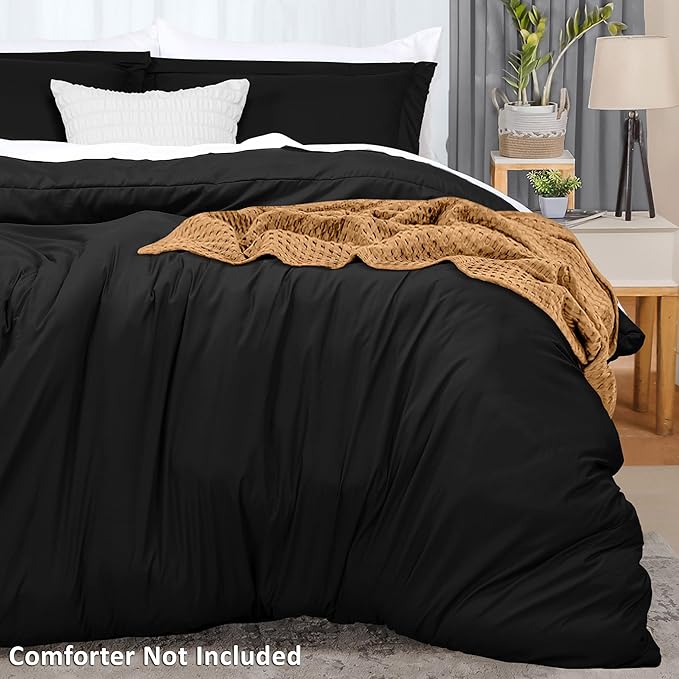 Utopia Bedding Duvet Cover California King Size - 3 Piece with Zipper Closure - 1 Comforter Cover 104X98 Inches & 2 Pillow Shams 20X36 Inches (Black) Comforter Not Included