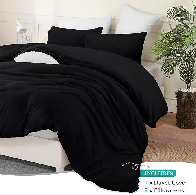 Utopia Bedding Duvet Cover Set with Pillowcases - 3 Pieces Bedding Duvet Cover with Zipper Closure - 1 Duvet Cover with 2 Pillowcases - Soft Brushed Microfiber(King, Black)