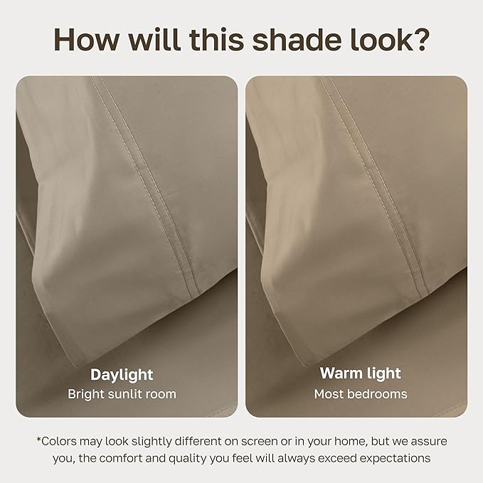 California Design Den - Luxury Full Size Sheet Set - 100% Cotton, 600 Thread Count Deep Pocket Full Size Bed Sheets, Hotel-Quality Cooling Sheets with Sateen Weave (Cool Taupe)