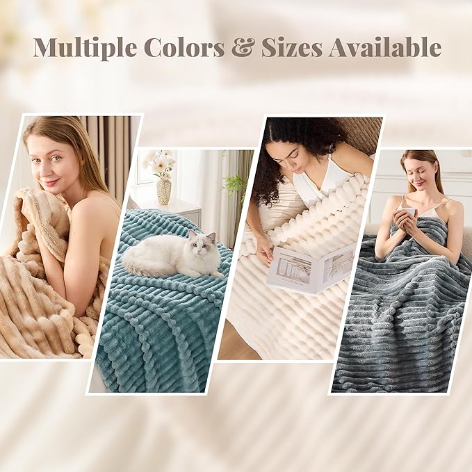 Beige Fleece Twin Size Blanket for Bed, Super Soft Cozy Blanket for Home Decor, Perfect Cozy Gifts for Women Men Gifts, Lightweight All Season Bed Blanket, 60x80 Inches