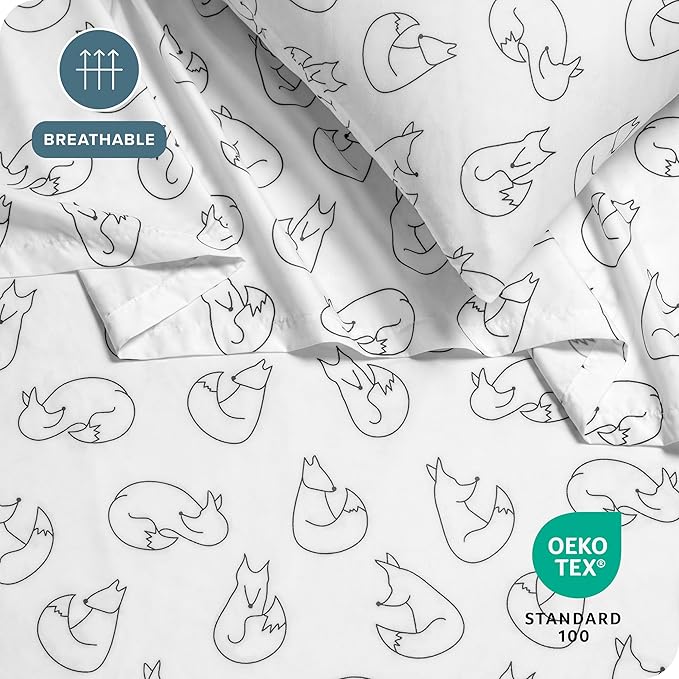 Bare Home Twin XL - College Dorm Size - Christmas Sheet Set - Luxury 1800 Ultra - Double Brushed Soft Microfiber - Deep Pockets - Easy Fit - 3 Piece Set - Holiday Bed Sheets (Twin XL, Feelin' Foxy)