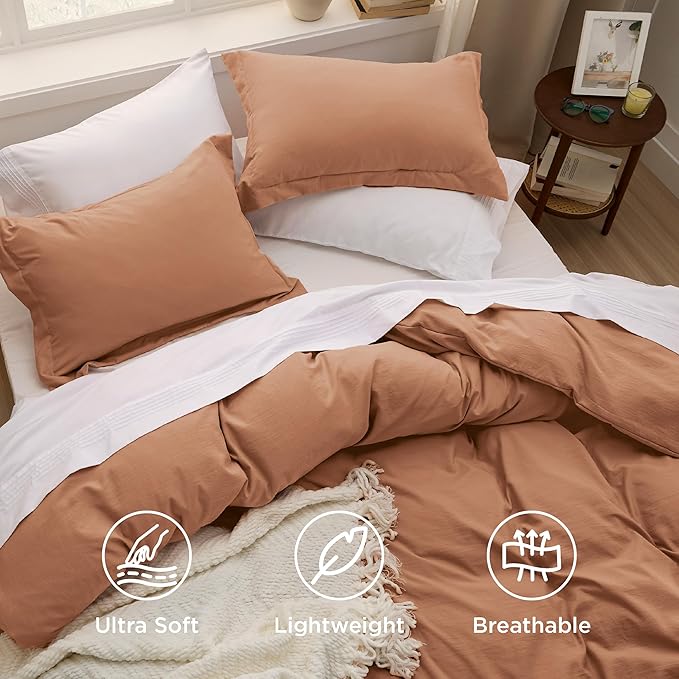 Bedsure Taupe California King Duvet Cover - Prewashed Cotton-Like Polyester Extra Soft Bedding Set, Includes 1 Cal King Duvet Cover 104x98 Inches with Zipper Closure & 2 Pillow Shams, No Comforter