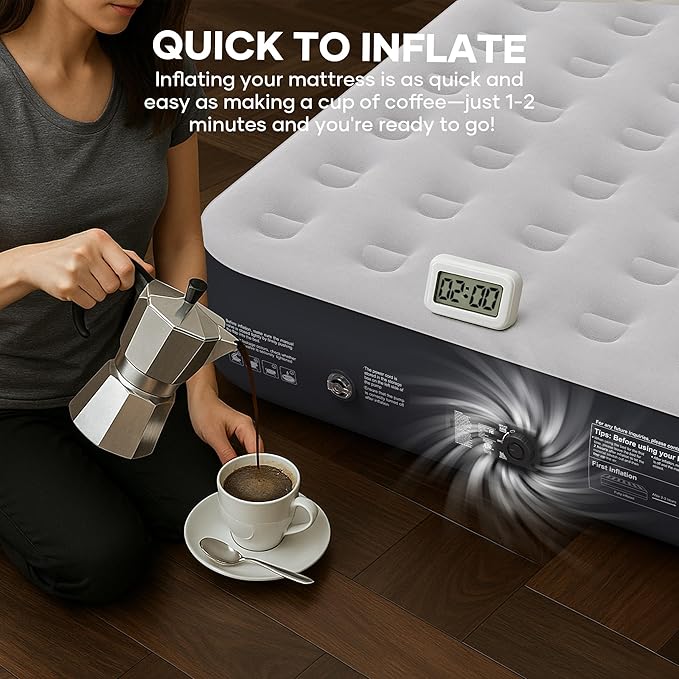 InnoTruth Queen Camping Air Mattress with Built-in Pump, Inflatable Blow up Mattress for Home & Guests, Family Choice Award Winner, 13" Raised Colchones Inflables Air Bed, Ideal for Travel & Outdoor