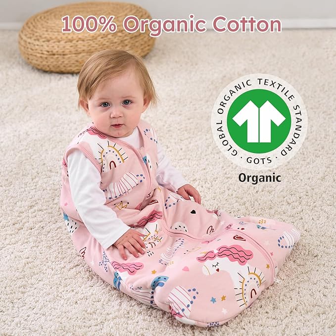 Yoofoss Baby Sleep Sack 0-6 Months, TOG 2.5 Baby Wearable Blanket with 2-Way Zipper, 100% Organic Cotton Fabric Winter Newborn Sleeping Sack, Warm Soft Comfy
