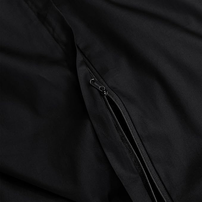MooMee Duvet Cover Set 100% Extra Long Staple Cotton 600 Thread Count Silky Sateen Smooth Luxury Soft Breathable Durable Hotel Quality Bedding, 2 Pieces (Black,Twin 68"x90")