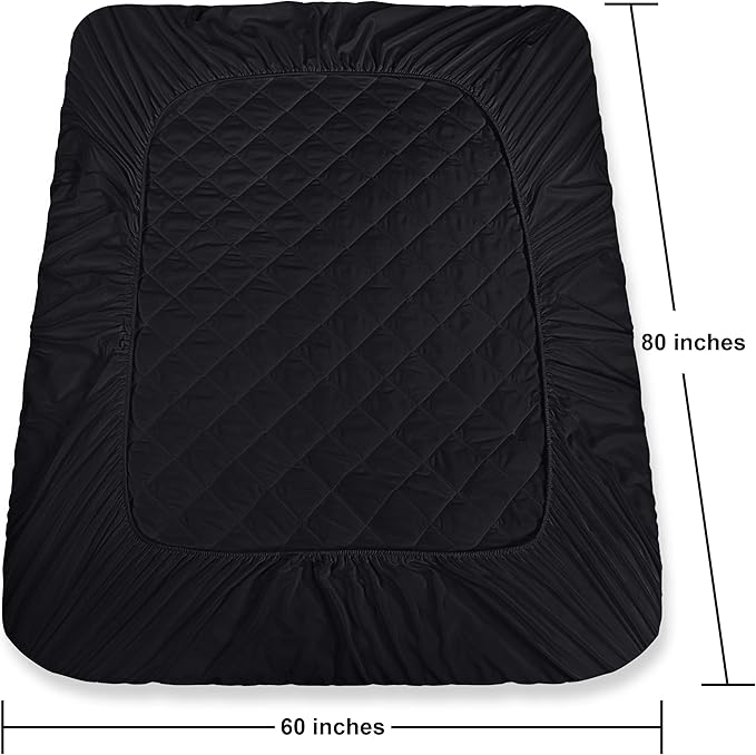Utopia Bedding Quilted Fitted Mattress Pad, Queen Size, Elastic Fitted Mattress Topper Protector and Cover with Deep Pocket Stretches up to 16 Inches, Machine Washable (Black)