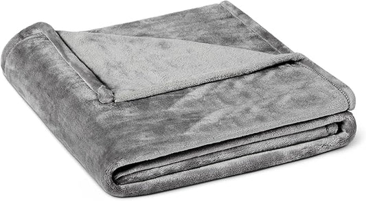 Amazon Basics Throw Blanket, Ultra-Soft Flannel Fleece Blanket, Lightweight Cozy for Couch Sofa Bedroom, Fade-Resistant Fabric, 50 x 60 Inches, Gray