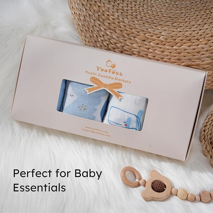 Yoofoss Muslin Swaddle Blankets, Organic Baby Blankets, 47 x 47 Inches Receiving Blanket for Baby Boys and Girls, Baby Essentials for Newborns Soft Breathable